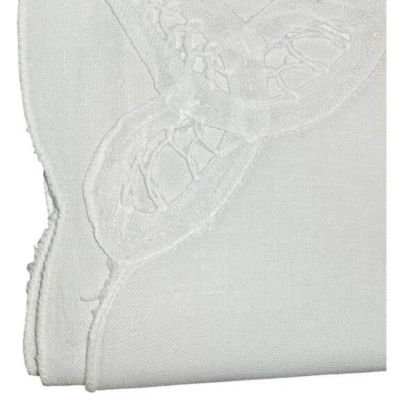 8 Vintage Napkins Linen White Lace Embroidered Floral Corners 15x15" - Picture 4 of 7